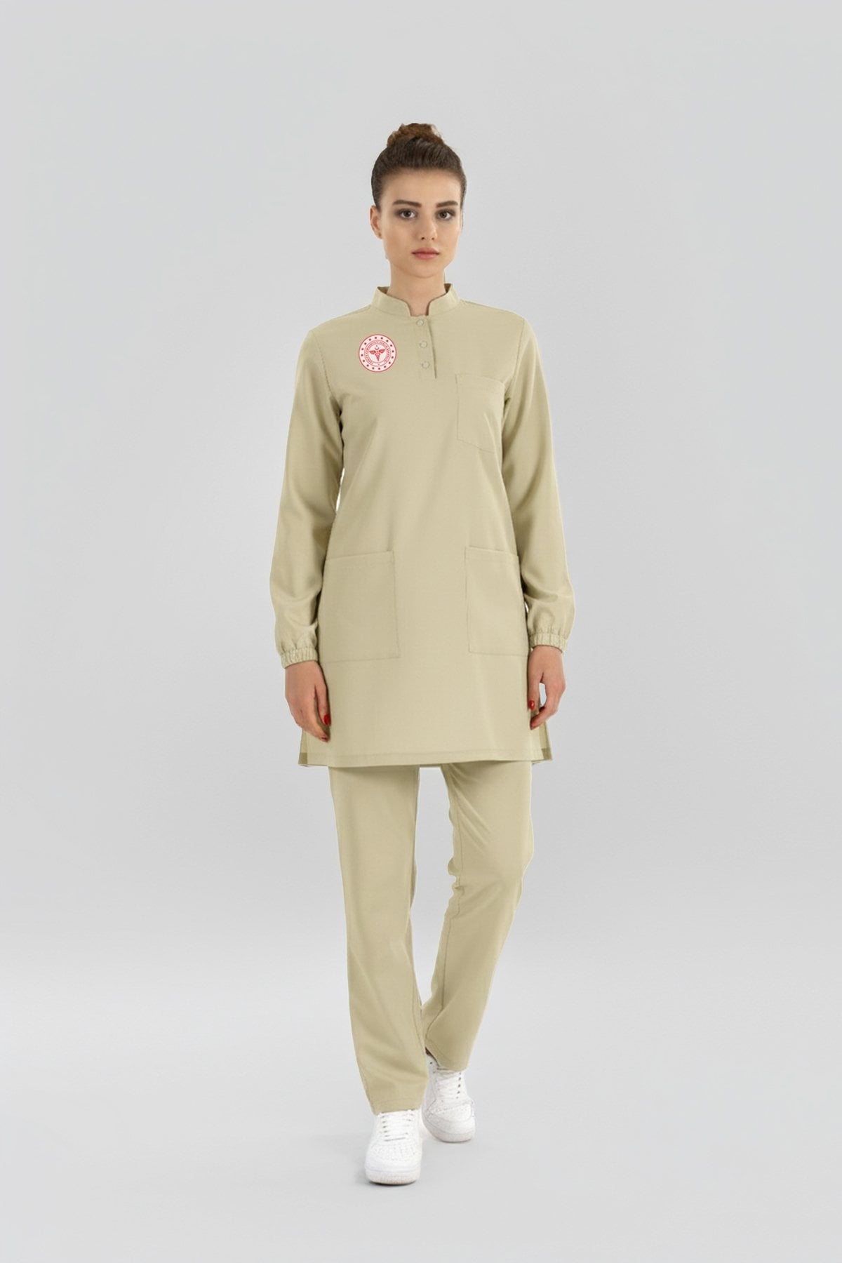 Tesettür Tıbbi Sekreter Forması Scrubs Likralı Takım Sağlık Bakanlığı Uyumlu-Moth