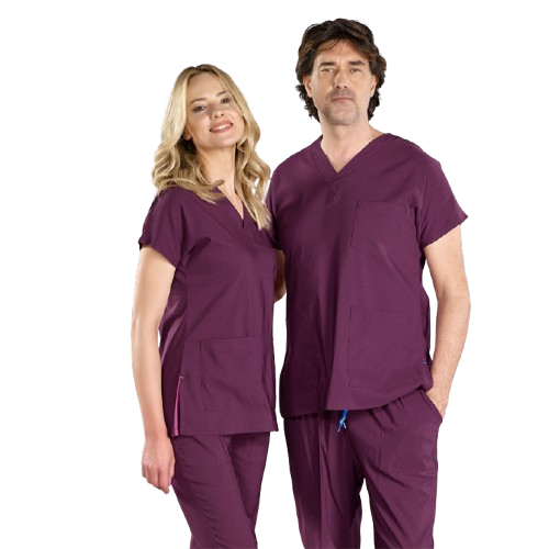 Mürdüm Dr Greys Scrubs (Terikoton/İnce Kumaş)  t100