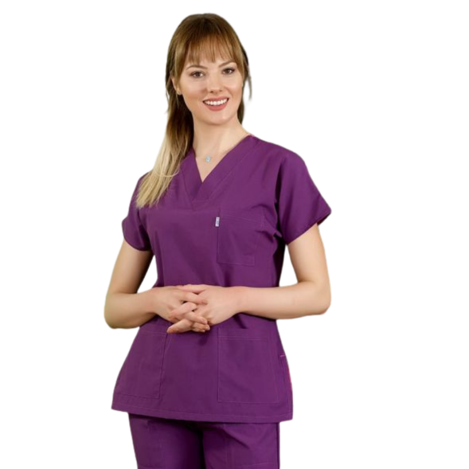 Özel Mor Dr Greys Scrubs (Terikoton/İnce Kumaş)  t100