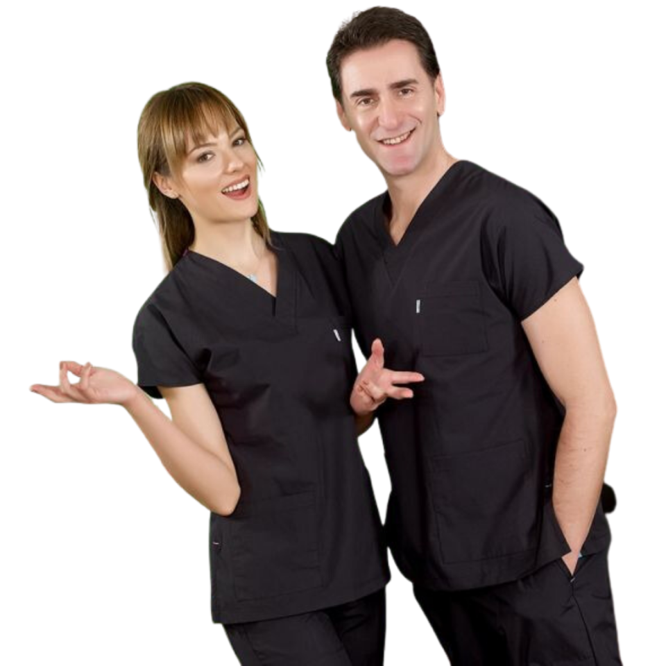 Siyah Dr Greys Scrubs (Terikoton/İnce Kumaş)  t100