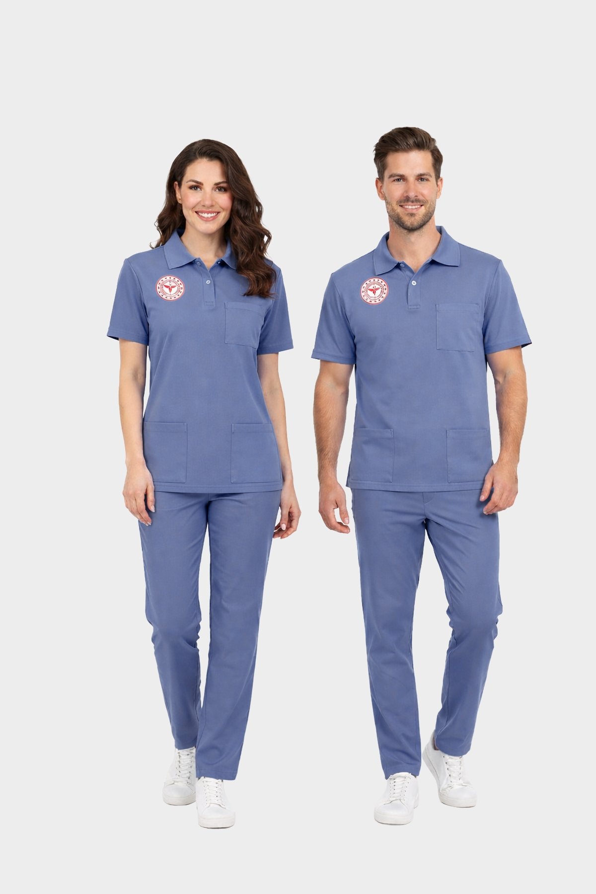 Temizlik Personeli Forması Scrubs Likralı Takım Sağlık Bakanlığı Uyumlu-Dazzling Blue