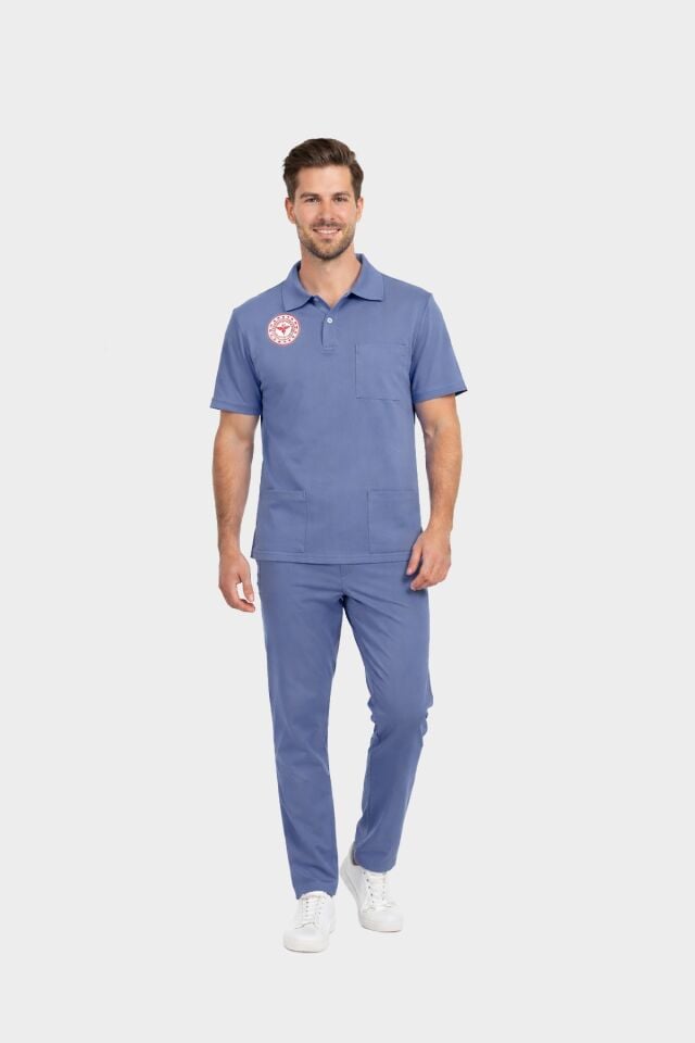 Temizlik Personeli Forması Scrubs Likralı Takım Sağlık Bakanlığı Uyumlu-Dazzling Blue