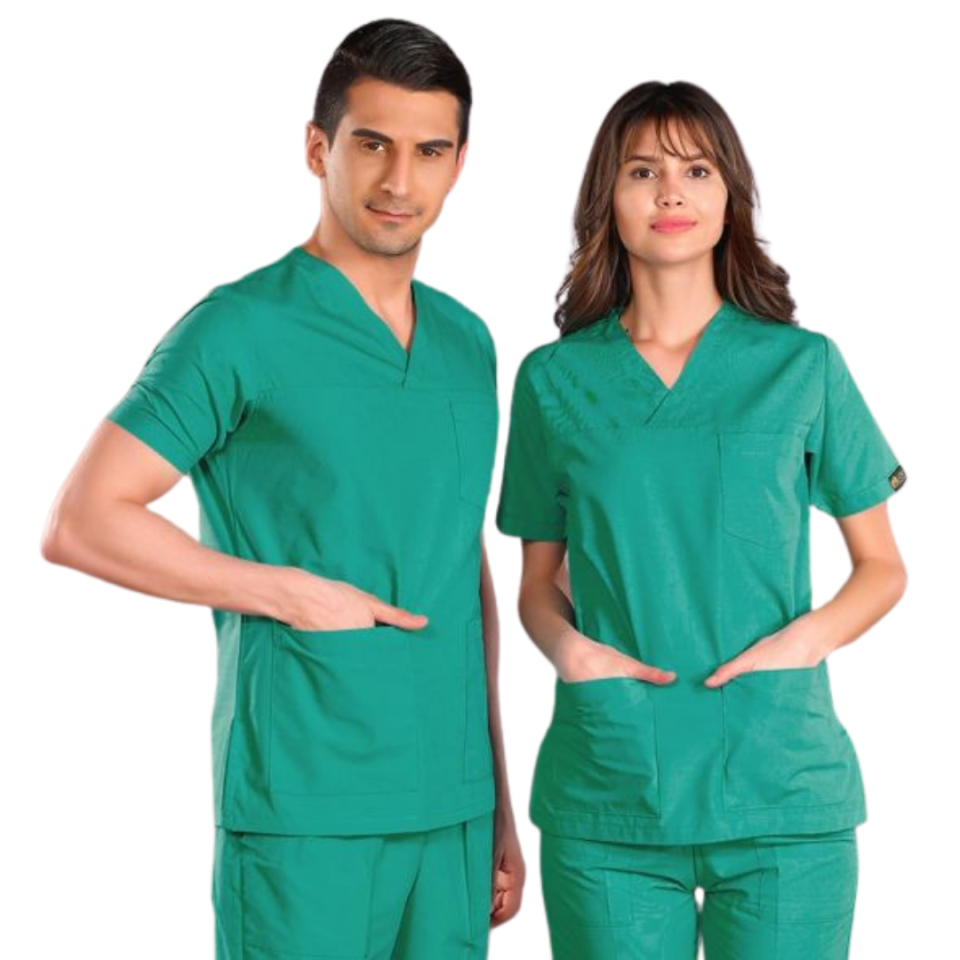 Ameliyathane Yeşili V Yaka Scrubs (Terikoton/İnce Kumaş) t200