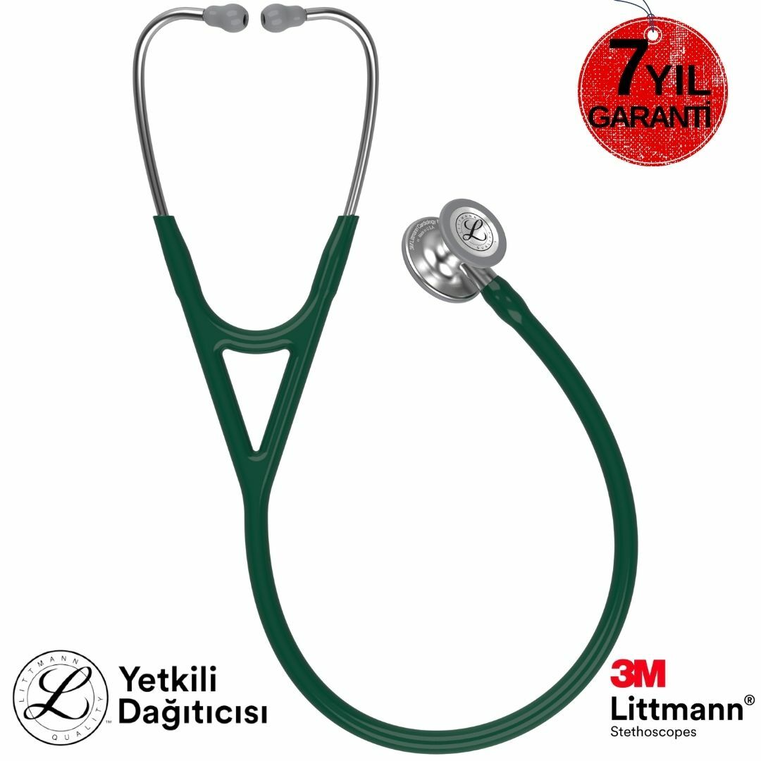3M Littmann Steteskop Kardiyoloji 4 6155 Avcı Yeşili Hortum 7 Yıl Garanti