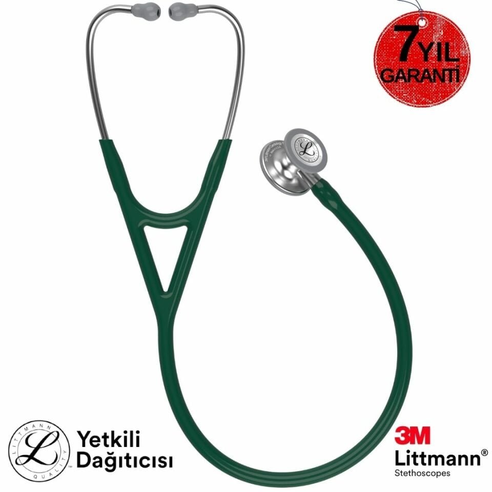 3M Littmann Steteskop Kardiyoloji 4 6155 Avcı Yeşili Hortum 7 Yıl Garanti