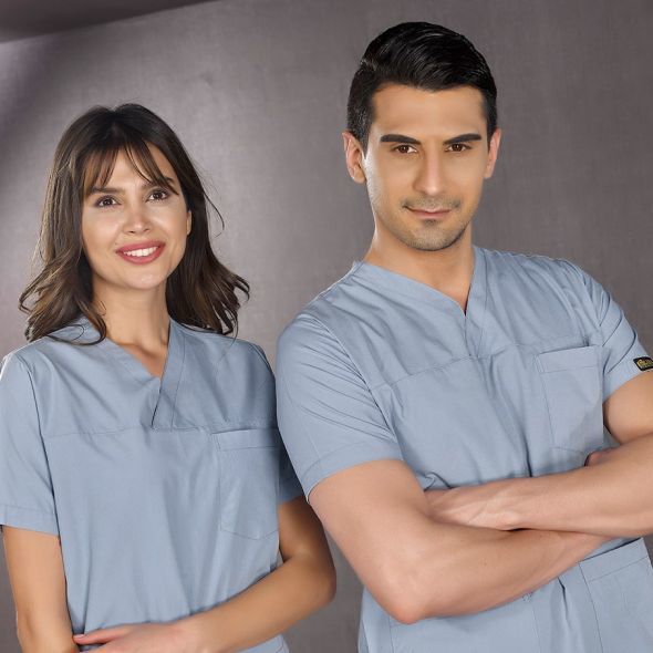 Duman Grisi V Yaka Scrubs (Terikoton/İnce Kumaş) t200