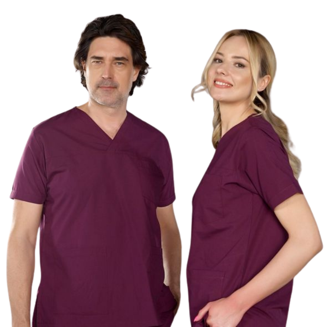 Mürdüm V Yaka Scrubs (Terikoton/İnce Kumaş) t200