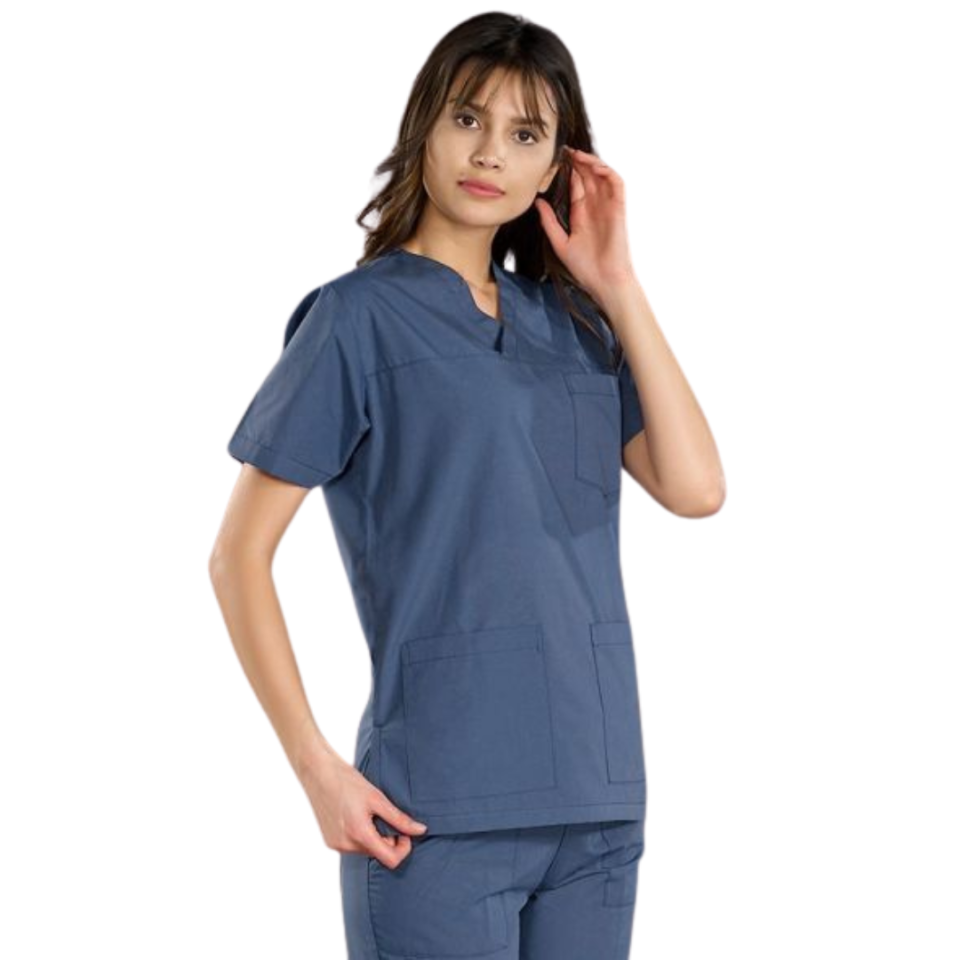 Petrol Mavisi V Yaka Scrubs (Terikoton/İnce Kumaş) t200