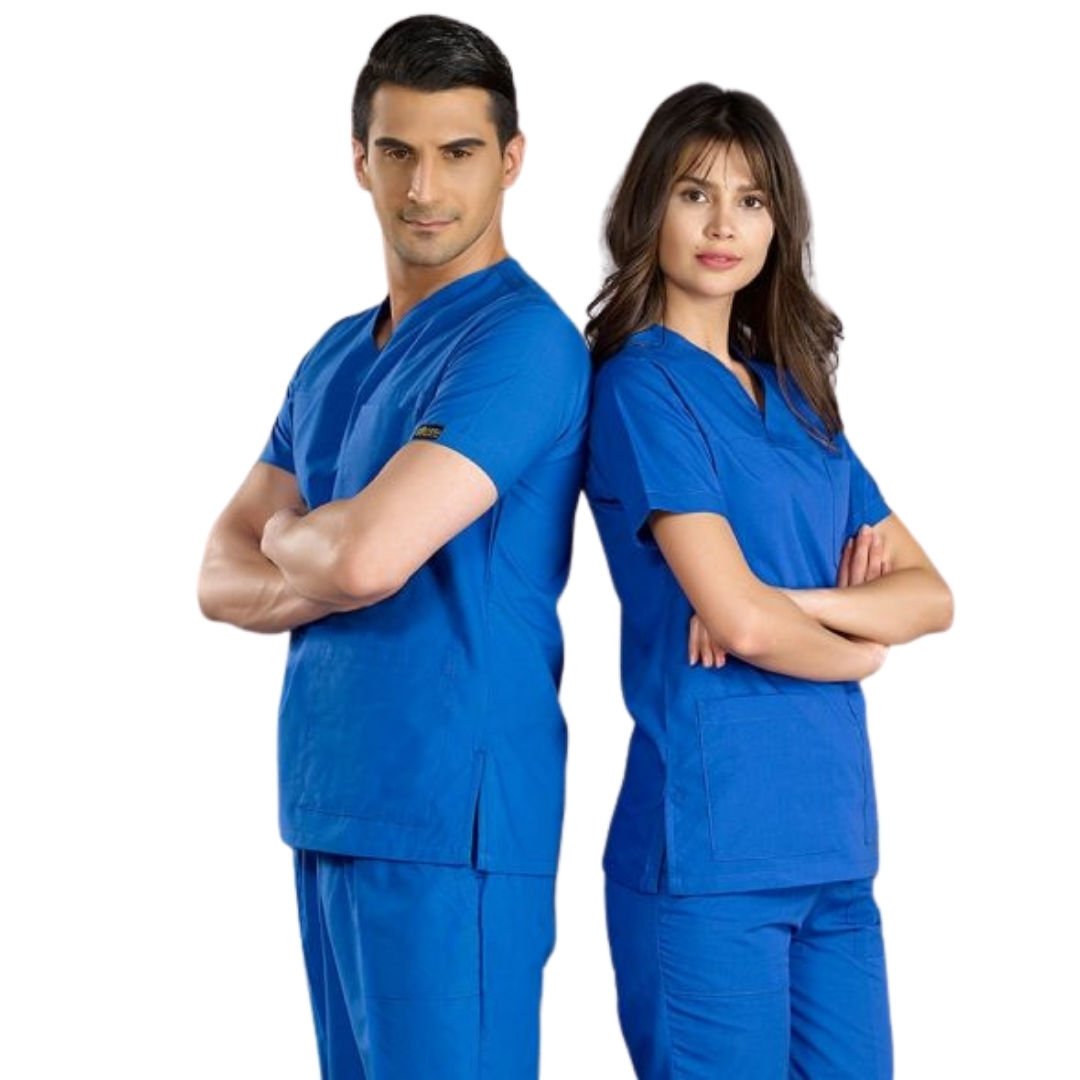 Saks Mavisi V Yaka Scrubs (Terikoton/İnce Kumaş) t200