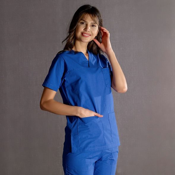 Saks Mavisi V Yaka Scrubs (Terikoton/İnce Kumaş) t200