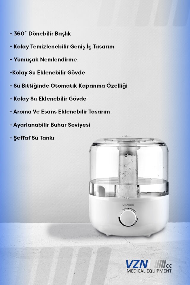 VZN MS-008 Hava Nemlendirici Buhar Makinesi 3L – Uzun Süreli Sessiz Çalışma