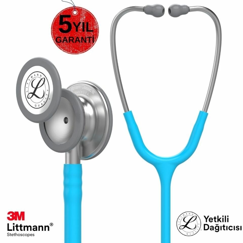 3M Littmann Klasik 3 Steteskop 5635 Turkuaz Hortum Paslanmaz Çelik Çan