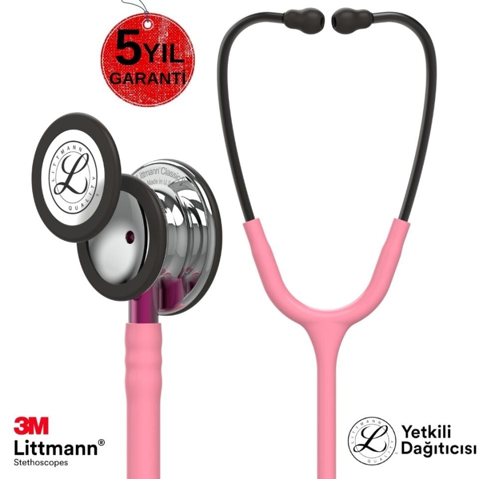3M Littmann Klasik 3 Steteskop 5962 İnci Pembesi Hortum  Aynalı Çan