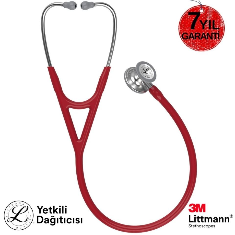 3M Littmann Steteskop Kardiyoloji 4 6184 Bordo Hortum 7 Yıl Garanti