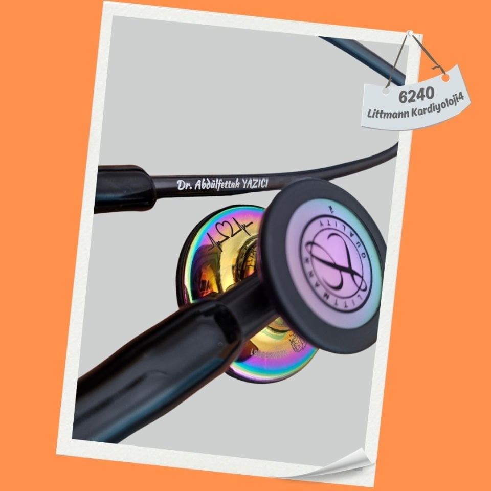3M Littmann Kardioloji 4 6240 (Siyah / Özel gökkuşağı Çan)