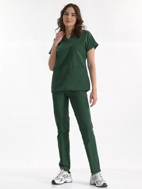 Avcı Yeşili Lüks Likralı Scrubs Greys Takım