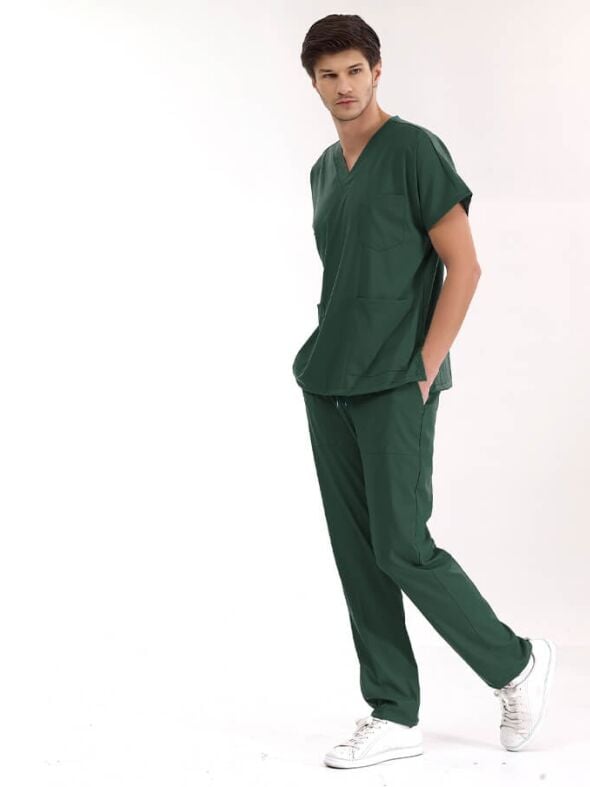 Avcı Yeşili Lüks Likralı Scrubs Greys Takım