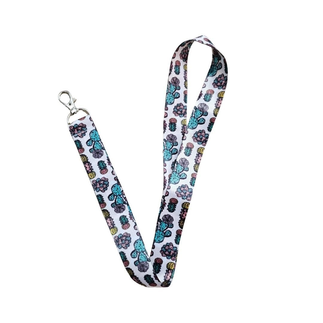 Mini Kaktüs Temalı Yaka Kartlık (Boyun Askı İpi)