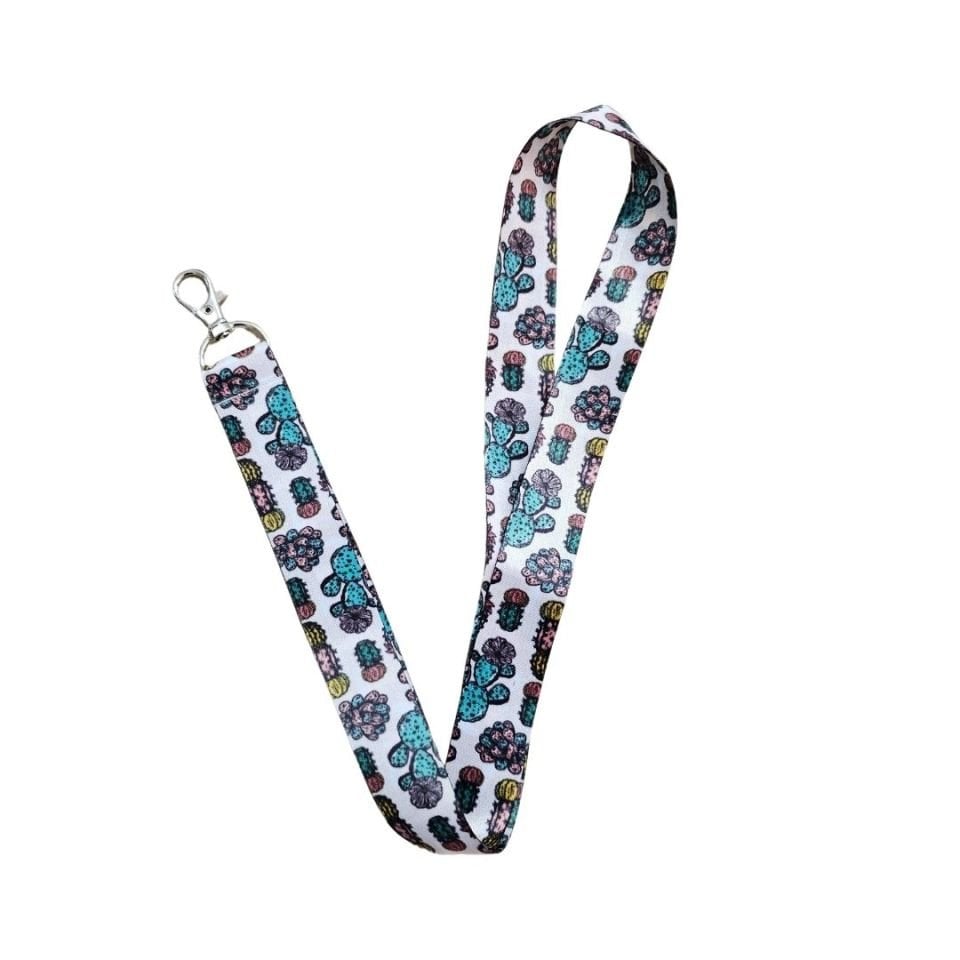 Mini Kaktüs Temalı Yaka Kartlık (Boyun Askı İpi)