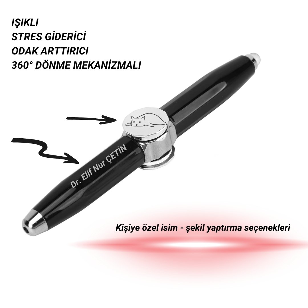 İsme Özel  Stres Çarklı Işıklı Muayene Kalemi