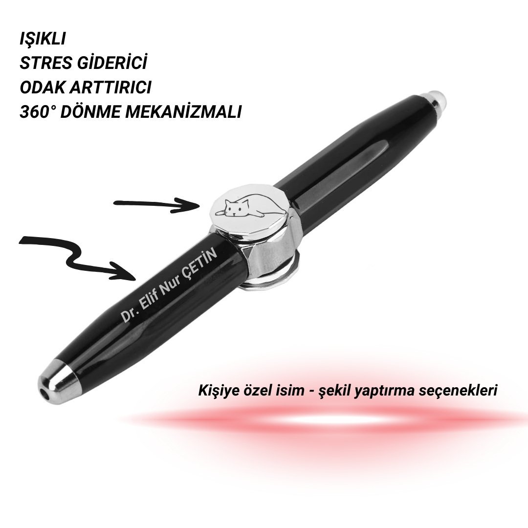 İsme Özel  Stres Çarklı Işıklı Muayene Kalemi