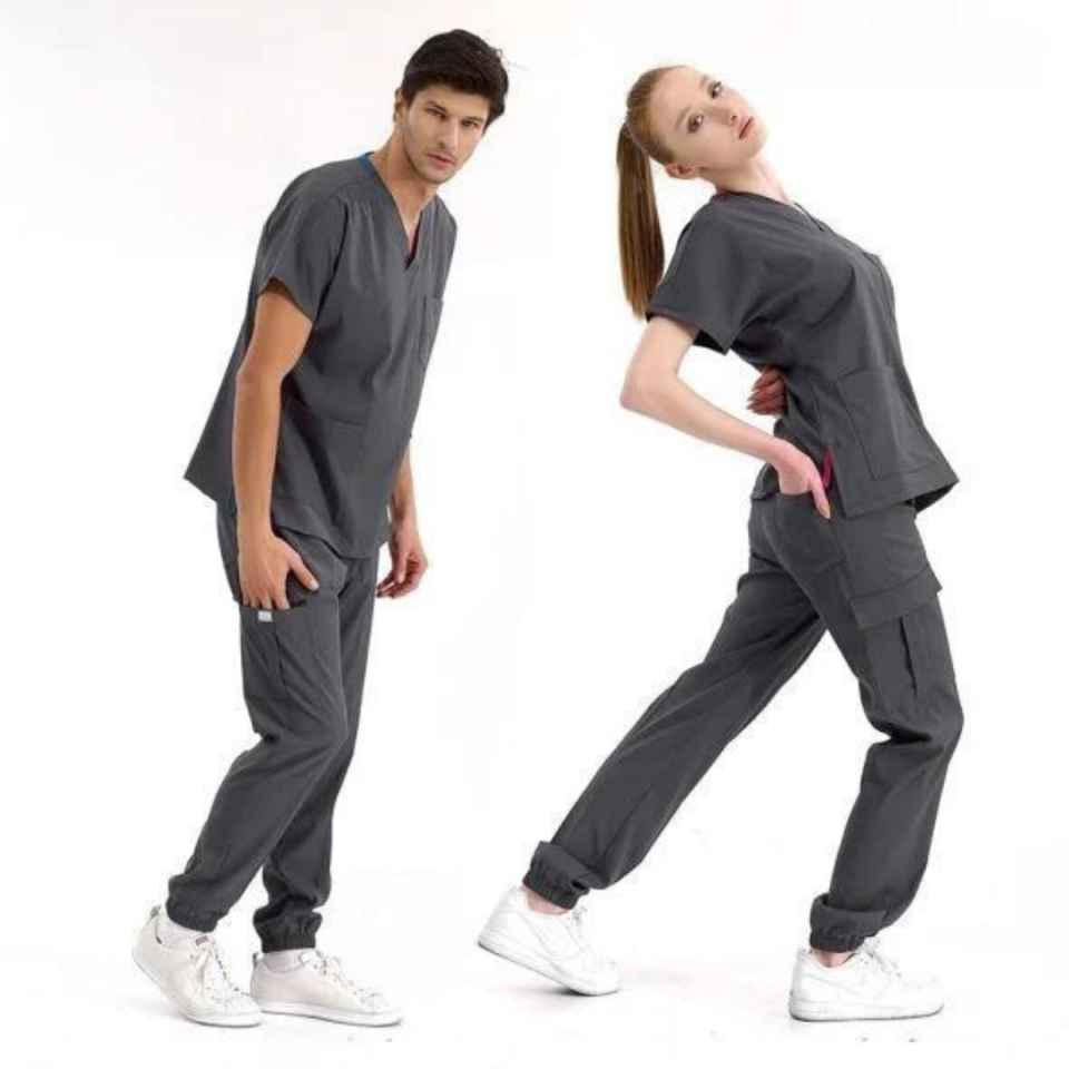 Füme Jogger Scrubs Lüks Likralı Greys Takım