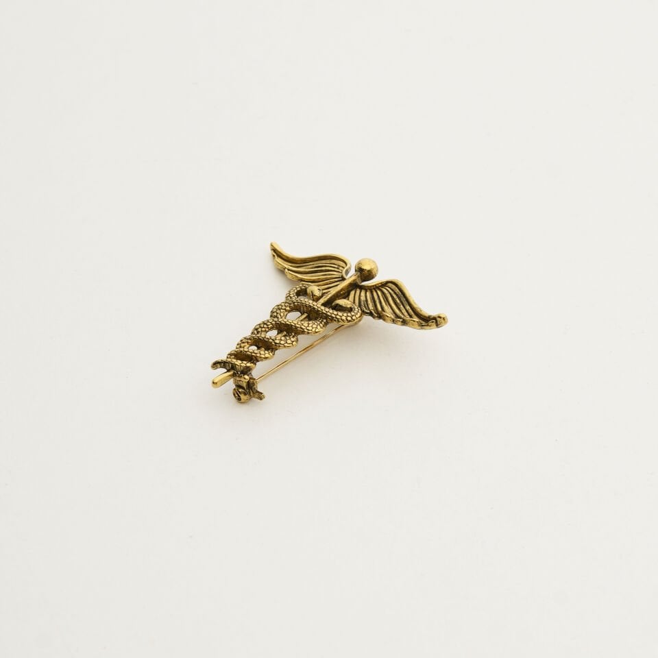 Tıp Sembollü Gold Broş (Yaka İğnesi)