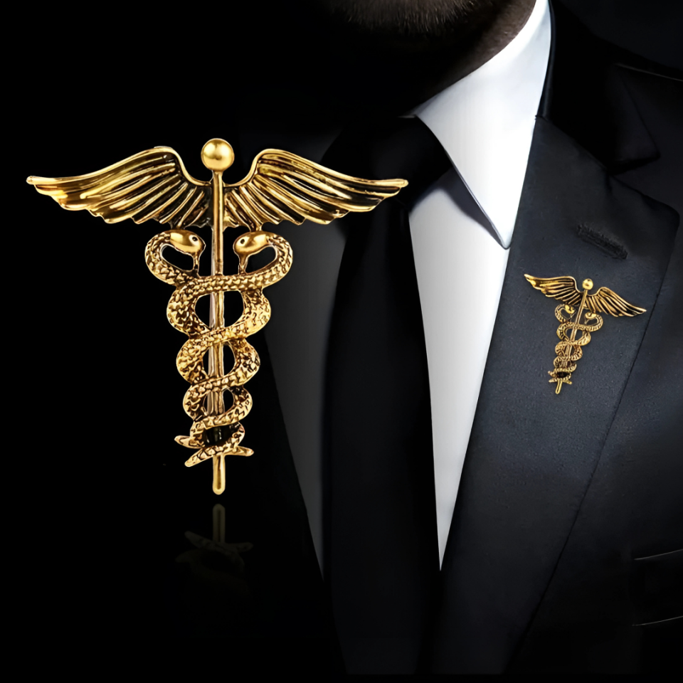 Tıp Sembollü Gold Broş (Yaka İğnesi)
