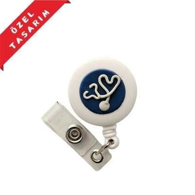 Lacivert Zeminde Gri Stetoskop Yoyo Kartlık