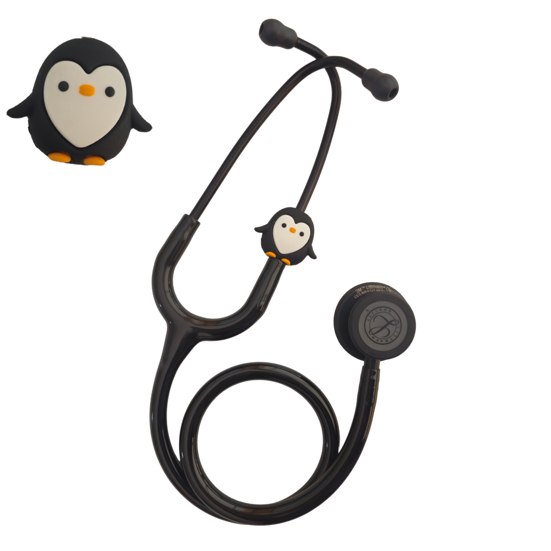SEVİMLİ PENGUEN (SİYAH) STETESKOP SÜSÜ