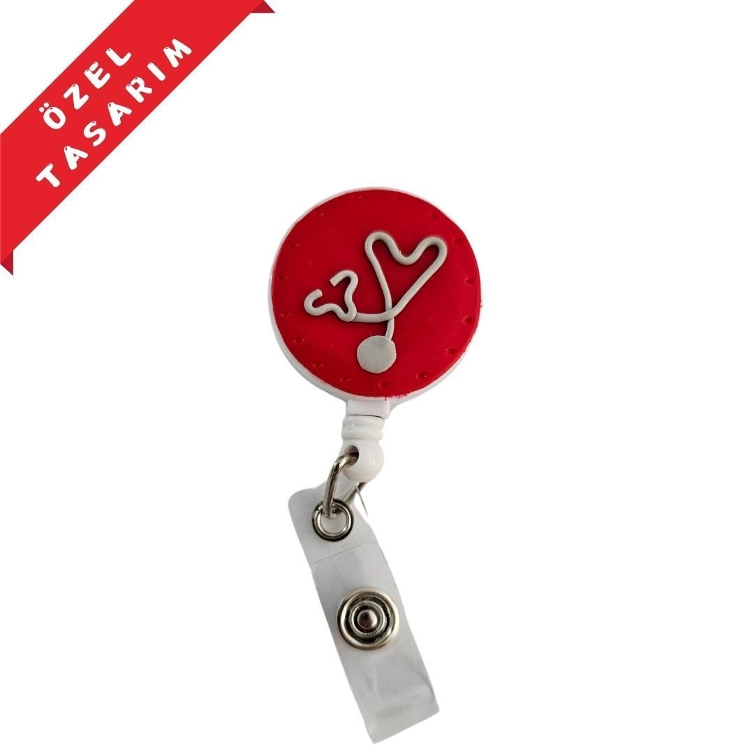 Kırmızı Zeminde Gri Steteskop Yoyo