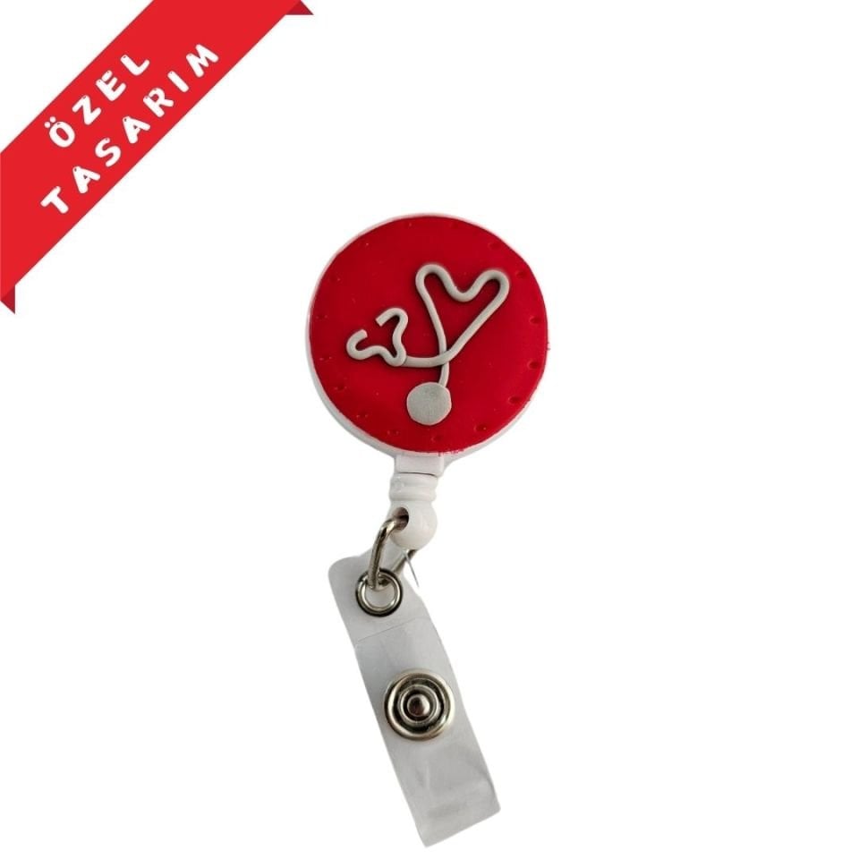 Kırmızı Zeminde Gri Steteskop Yoyo