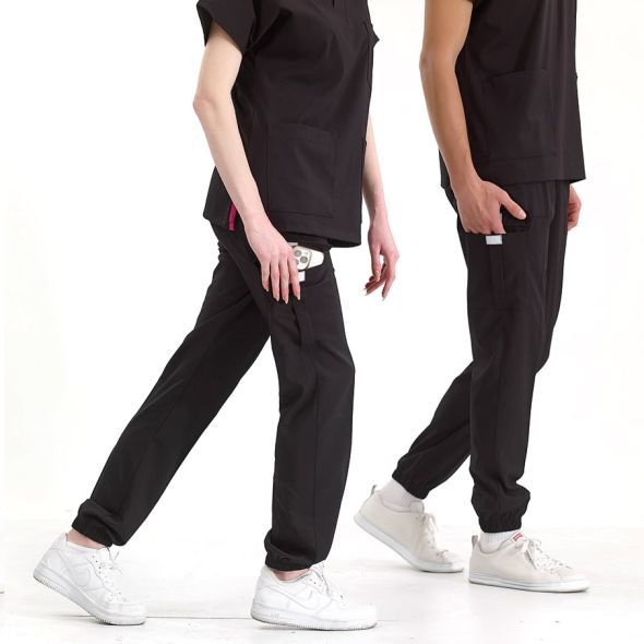 Siyah Jogger Scrubs Lüks Likralı Greys Takım