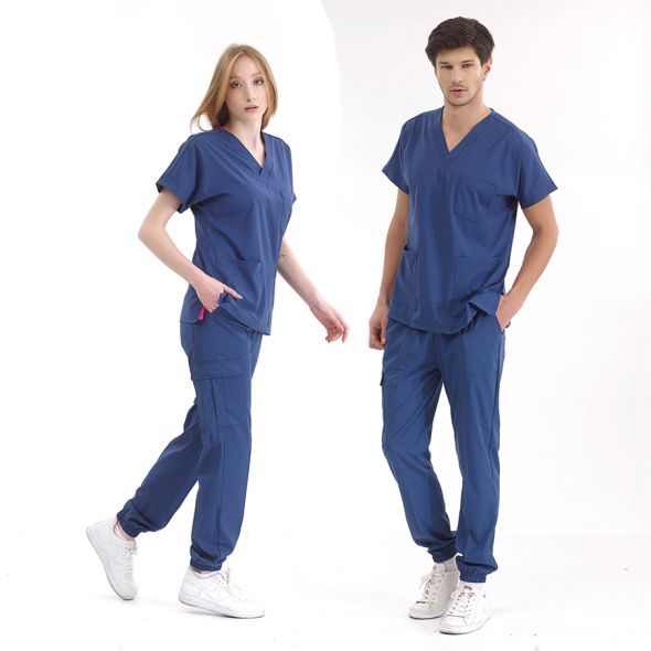 Petrol Mavi Jogger Scrubs Lüks Likralı Greys Takım
