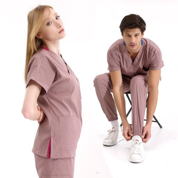 Gül Kurusu Jogger Scrubs Lüks Likralı Greys Takım
