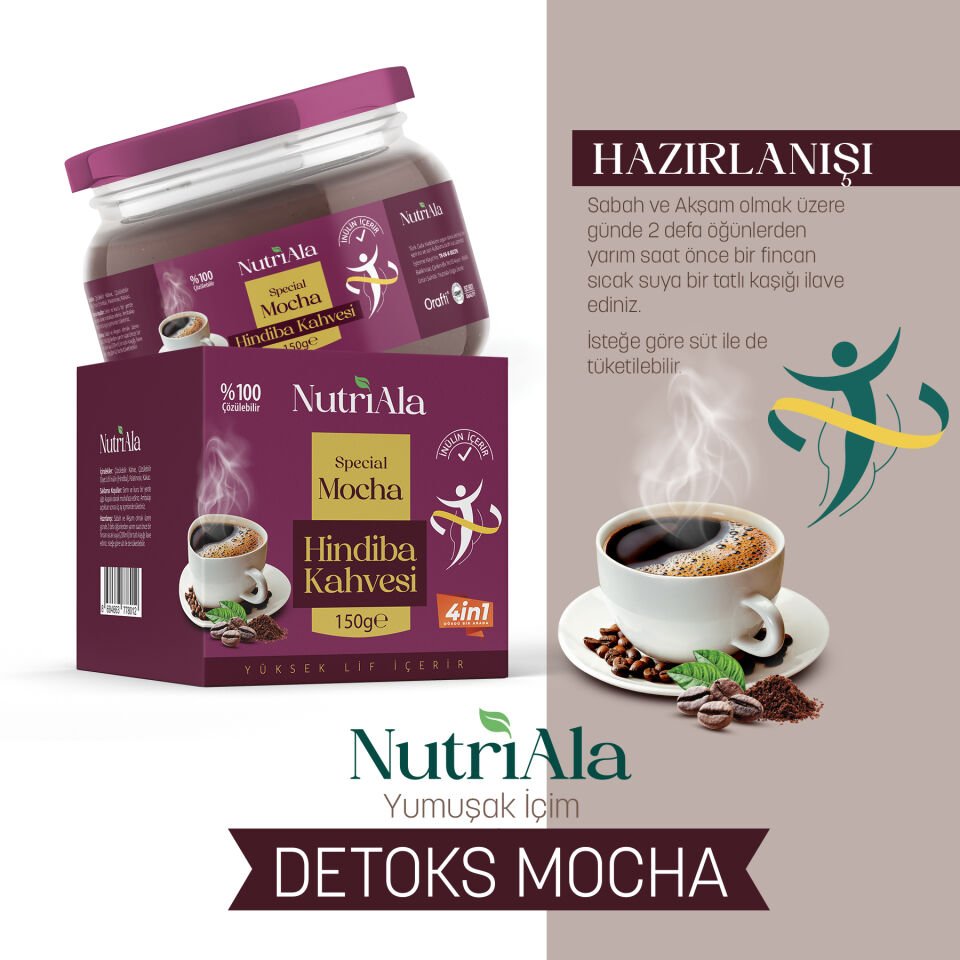Hindiba Diyet Kahvesi Mocha Detox Kahvesi (inülin,lif,detoks) Orafti®-150gr