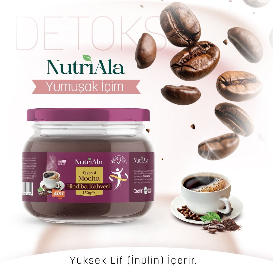 Hindiba Diyet Kahvesi Mocha Detox Kahvesi (inülin,lif,detoks) Orafti®-150gr