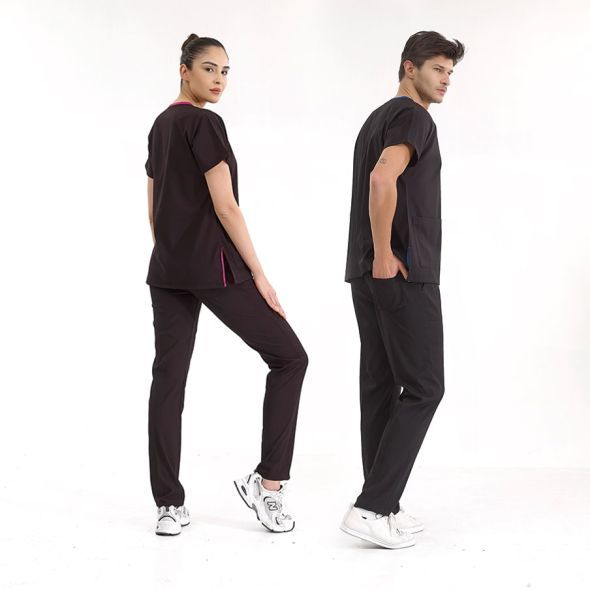 Siyah Lüks Likralı Scrubs Greys Takım