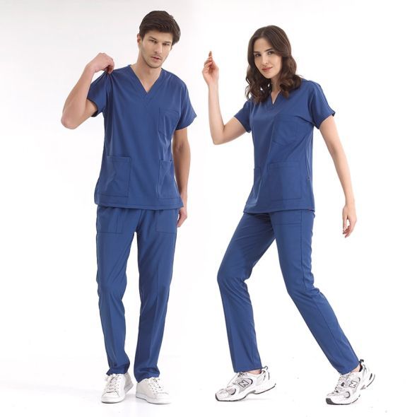 Petrol Mavisi Lüks Likralı Scrubs Greys Takım