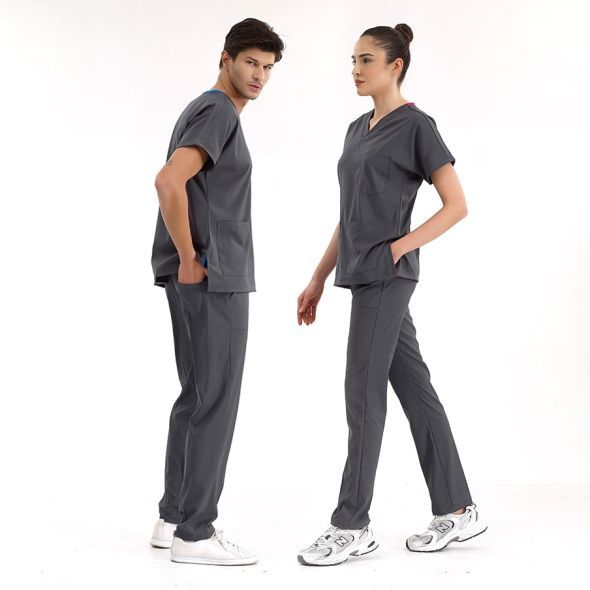 Füme Lüks Likralı Scrubs Greys Takım