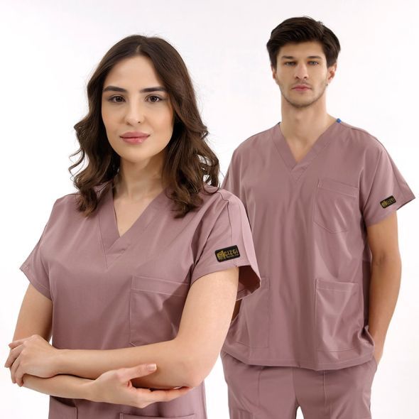 Gül Kurusu Lüks Likralı Scrubs Greys Takım