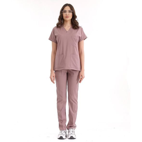 Gül Kurusu Lüks Likralı Scrubs Greys Takım