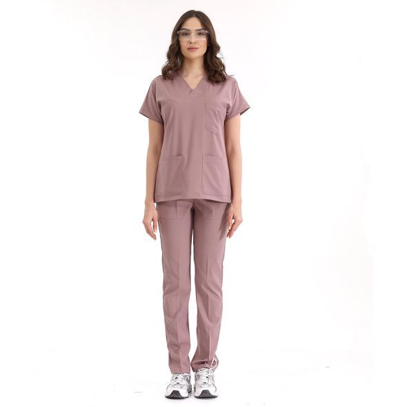 Gül Kurusu Lüks Likralı Scrubs Greys Takım