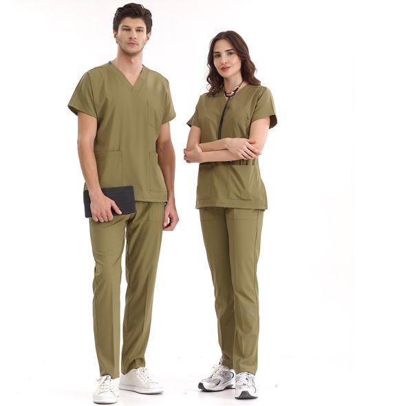 Haki yeşili Lüks Likralı Scrubs Greys Takım