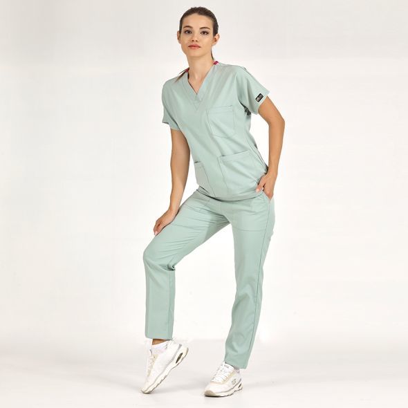 Mint yeşili Lüks Likralı Scrubs Greys Takım