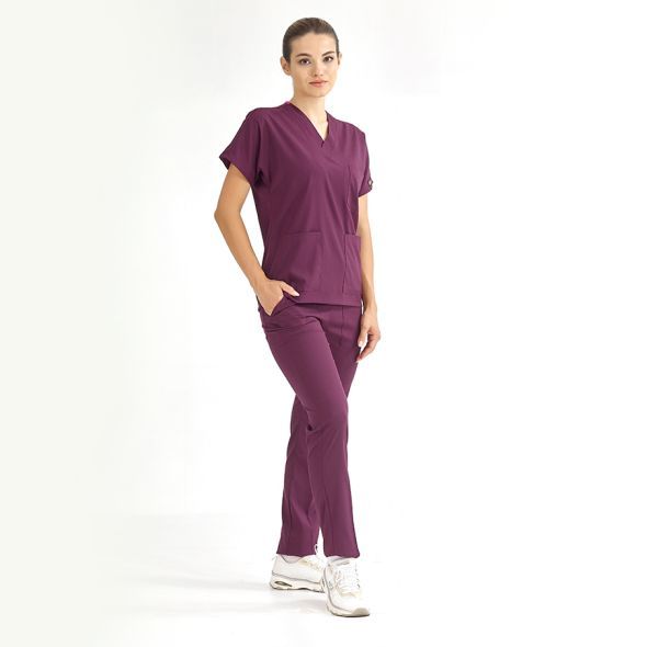 Mürdüm Lüks Likralı Scrubs Greys Takım