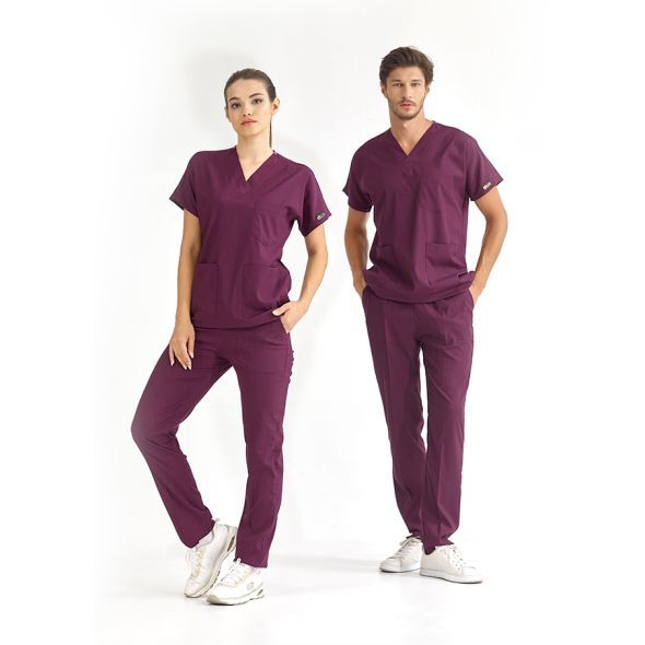 Mürdüm Lüks Likralı Scrubs Greys Takım