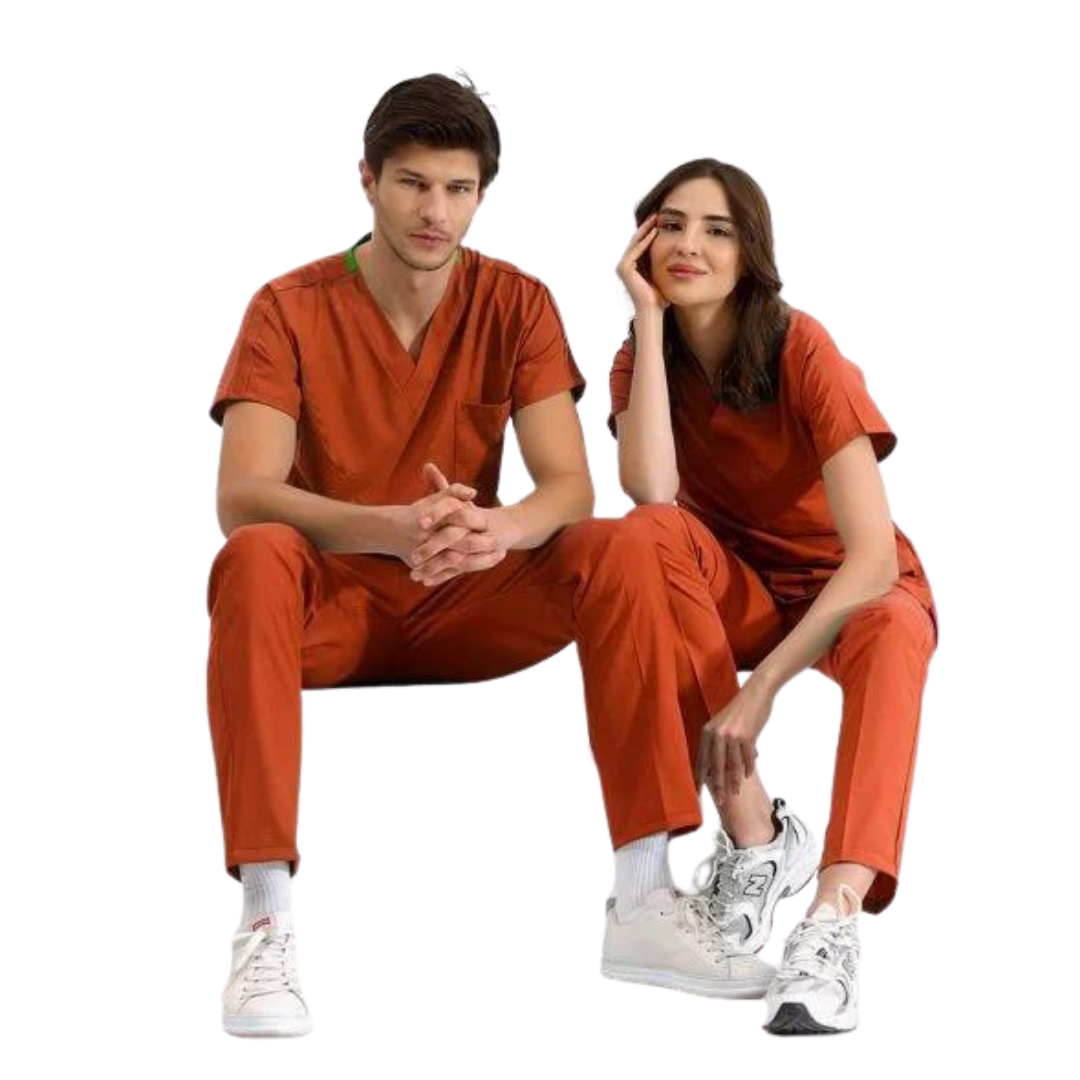 Kiremit Lüks Likralı Scrubs Greys Takım