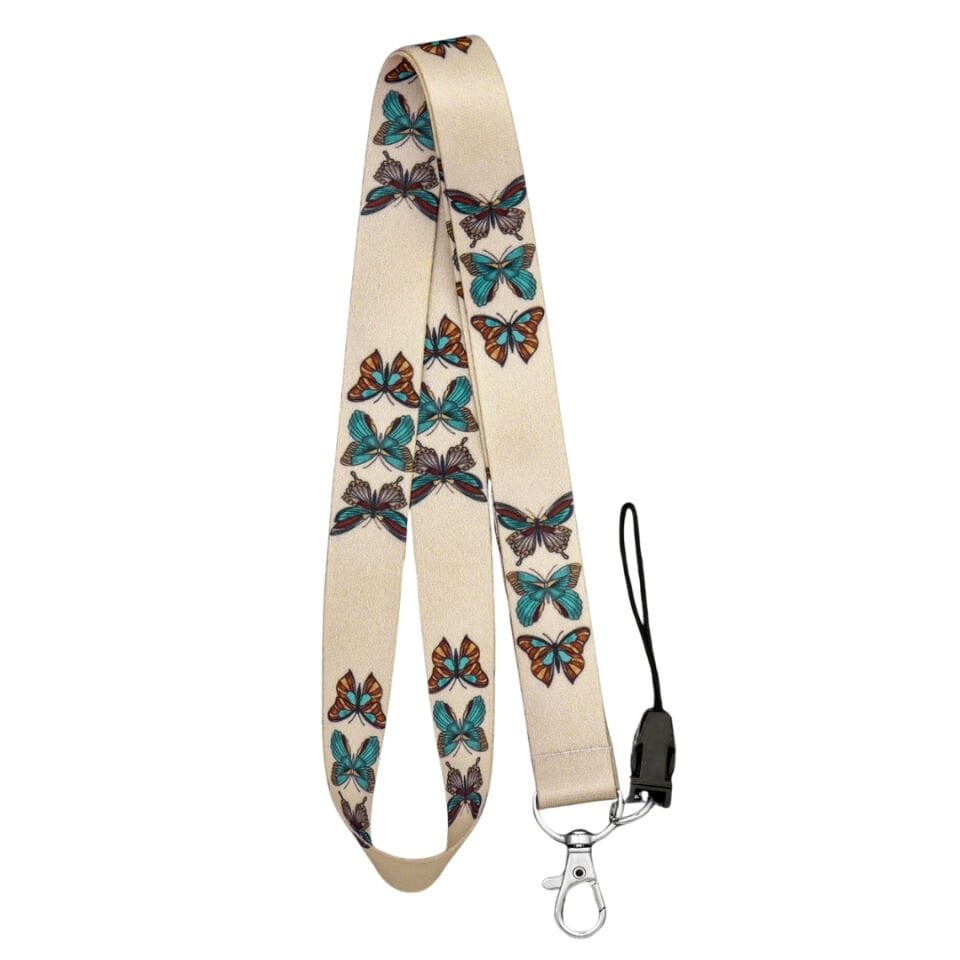 Kelebek Temalı Krem Boyun Askı İpi (a7)