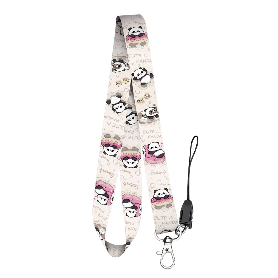 Tatlı Panda Temalı Ekru Boyun Askı İpi (a25)